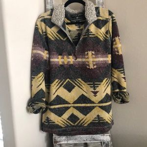 True Grit Aztec Pullover Half-Zip Pullover RARE